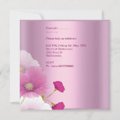 21歳エレガントの誕生日パーティーピンクホワイトポピー 招待状 (裏面)