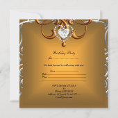 21歳エレガントの誕生日パーティー金ゴールドシルバーダイヤモンド 招待状 (裏面)