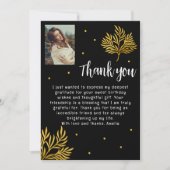21歳エレガントの誕生日金ゴールドの葉写真 サンキューカード (正面)