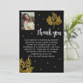 21歳エレガントの誕生日金ゴールドの葉写真 サンキューカード (スタンド正面)