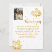 21歳エレガントの誕生日金ゴールドの葉写真 サンキューカード (正面)