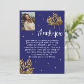 21歳エレガントの誕生日金ゴールドの葉写真 サンキューカード (スタンド正面)