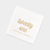 21歳エレガント誕生日ゴールドフォイルモダンナプキンス 箔ナプキン (左)