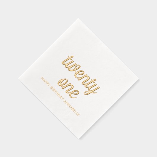 21歳エレガント誕生日ゴールドフォイルモダンナプキンス 箔ナプキン (右)