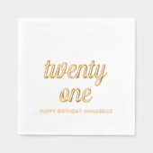 21歳エレガント誕生日ゴールドフォイルモダンナプキンス 箔ナプキン (正面)
