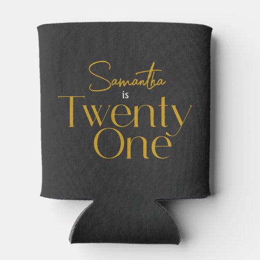21歳エレガント21歳の誕生日ブラック金ゴールド 缶クーラー (裏面)