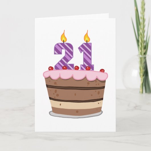 21歳オンお誕生日ケーキ カード (正面)