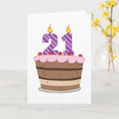 21歳オンお誕生日ケーキ カード (黄色い花)
