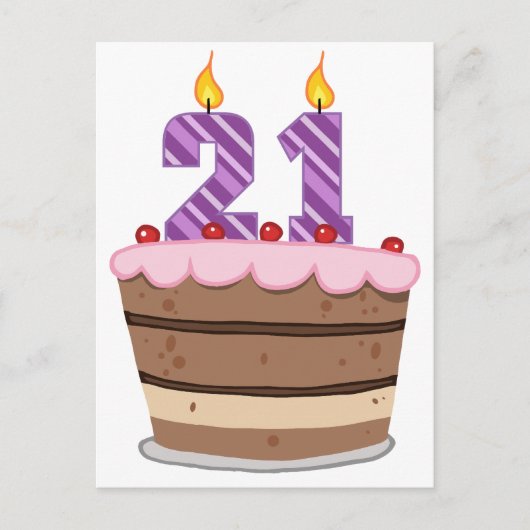 21歳オンお誕生日ケーキ ポストカード (正面)