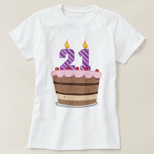 21歳オンお誕生日ケーキ Tシャツ (デザイン正面)