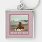 21歳カスタムの女性ピンクの写真ギフト キーホルダー (正面)