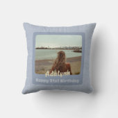 21歳カスタムの女性ブルーの写真プレゼント クッション (裏面)