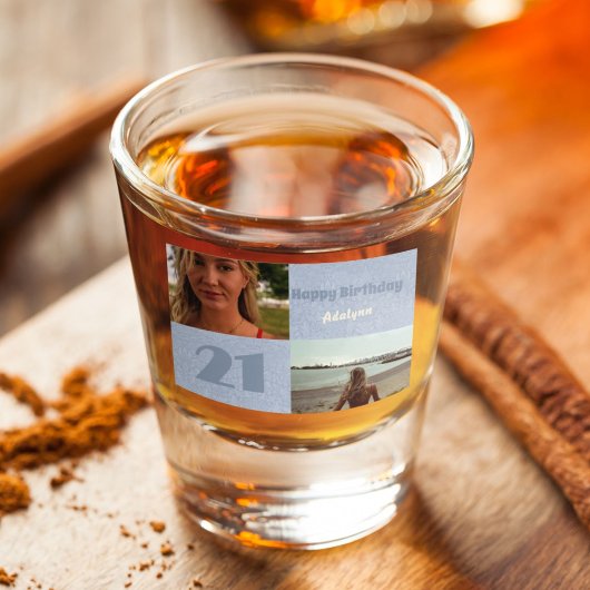 21歳カスタムの女性ブルーの写真プレゼント ショットグラス