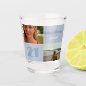 21歳カスタムの女性ブルーの写真プレゼント ショットグラス (正面)