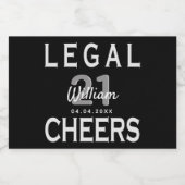 21歳カスタムの誕生日パーティー法的白黒 スパークリングワインラベル (シングルラベル)