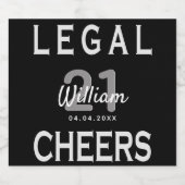 21歳カスタムの誕生日パーティー法的白黒 スパークリングワインラベル (シングルラベル)