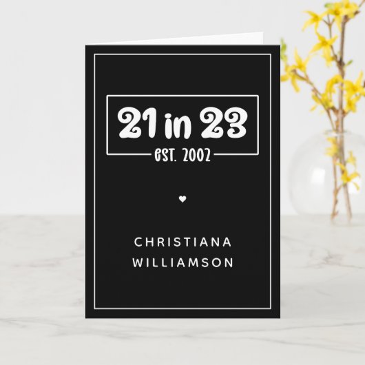 21歳カスタムの誕生日プレゼント21 in 23 Est 2002 カード (黄色い花)