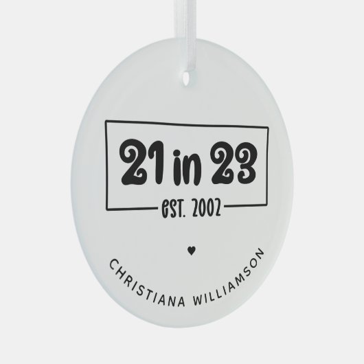 21歳カスタムの誕生日プレゼント21 in 23 Est 2002 ガラスオーナメント (正面右)