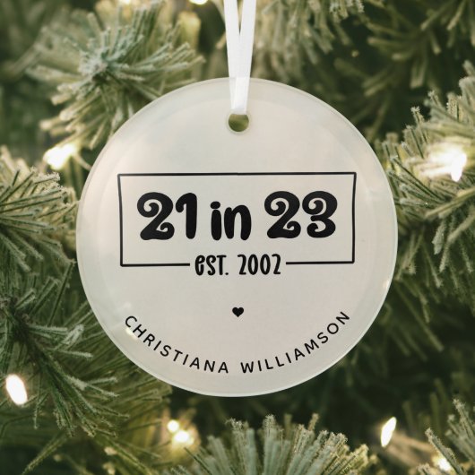 21歳カスタムの誕生日プレゼント21 in 23 Est 2002 ガラスオーナメント (インサイチュ)