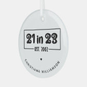 21歳カスタムの誕生日プレゼント21 in 23 Est 2002 ガラスオーナメント (正面左)