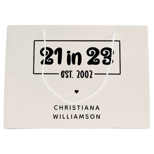 21歳カスタムの誕生日プレゼント21 in 23 Est 2002 ラージペーパーバッグ (正面)