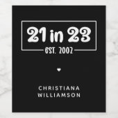 21歳カスタムの誕生日プレゼント21 in 23 Est 2002 ワインラベル (シングルラベル)
