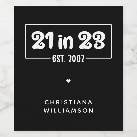 21歳カスタムの誕生日プレゼント21 in 23 Est 2002 ワインラベル (シングルラベル)