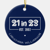 21歳カスタムの誕生日21 in 23 Est 2002誕生日 セラミックオーナメント (正面)
