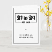 21歳カスタムの誕生日21 in 24 Est 2003誕生日 カード (黄色い花)