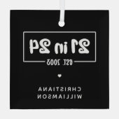 21歳カスタムの誕生日21 in 24 Est 2003誕生日 ガラスオーナメント (裏面)