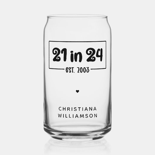 21歳カスタムの誕生日21 in 24 Est 2003誕生日 ガラス缶 (正面)