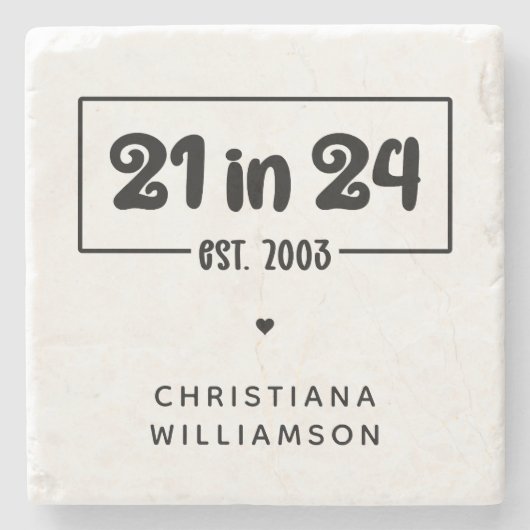 21歳カスタムの誕生日21 in 24 Est 2003誕生日 ストーンコースター (正面)