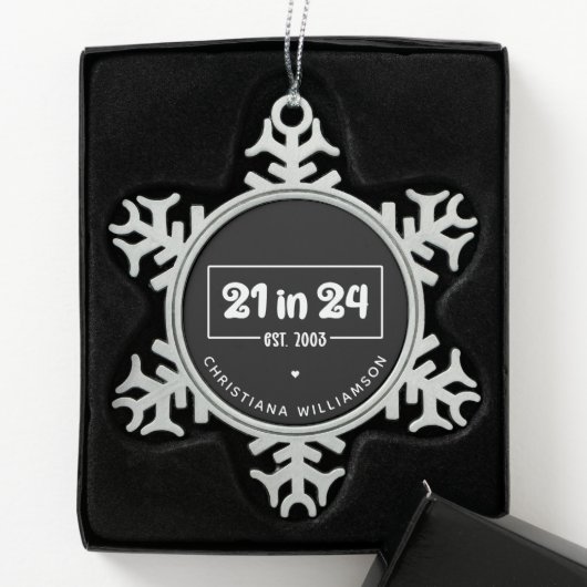 21歳カスタムの誕生日21 in 24 Est 2003誕生日 スノーフレークピューターオーナメント (ボックス)