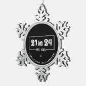 21歳カスタムの誕生日21 in 24 Est 2003誕生日 スノーフレークピューターオーナメント (右)