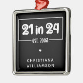 21歳カスタムの誕生日21 in 24 Est 2003誕生日 メタルオーナメント (左)