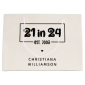 21歳カスタムの誕生日21 in 24 Est 2003誕生日 ラージペーパーバッグ (正面)