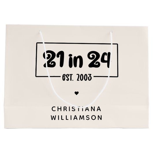 21歳カスタムの誕生日21 in 24 Est 2003誕生日 ラージペーパーバッグ (裏面)