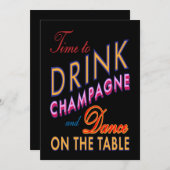 21歳カラフルの誕生日シャンパンを飲む時間 招待状 (正面/裏面)