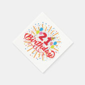 21歳カラフルの誕生日バルーン スタンダードカクテルナプキン (角)