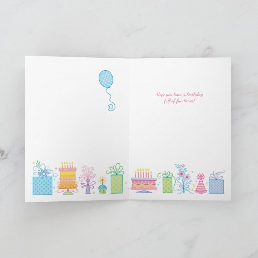 21歳ガーリーの誕生日カード カード (内部)