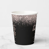 21歳ガーリー誕生日ブラックとバラ金ゴールドグリッター 紙コップ (左)