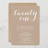 21歳スタイリッシュの誕生日パーティー招待状ホワイトオンクラフト 招待状 (正面/裏面)