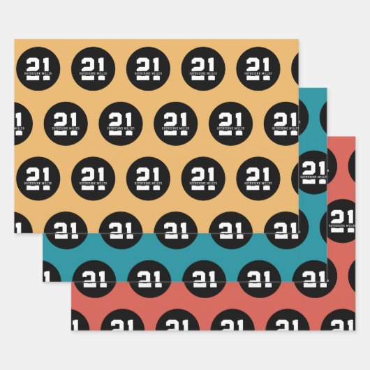 21歳パーソナライズされたの誕生日のモダンレトロ ラッピングペーパーシート (セット)