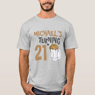 21歳パーソナライズされたの誕生日パーティービール飲料 Tシャツ