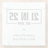 21歳パーソナライズされたの誕生日21 IN 25 Est 2004 ガラスコースター (裏面)