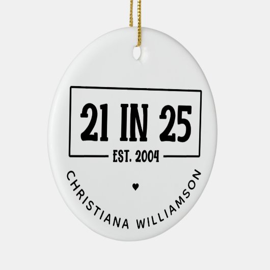 21歳パーソナライズされたの誕生日21 IN 25 Est 2004 セラミックオーナメント (右)
