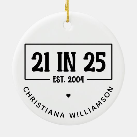 21歳パーソナライズされたの誕生日21 IN 25 Est 2004 セラミックオーナメント (裏面)
