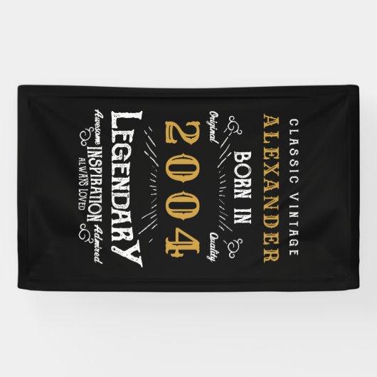 21歳パーソナライズされた生誕生まれ2004ヴィンテージ黒 横断幕 (横)