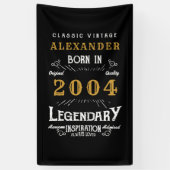 21歳パーソナライズされた生誕生まれ2004ヴィンテージ黒 横断幕 (縦)