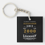 21歳パーソナライズされた生誕生日生まれ2000黒ヴィンテージ キーホルダー (正面)